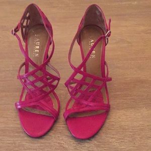 Ralph Lauren "Sydney" Leather Heel Sandals